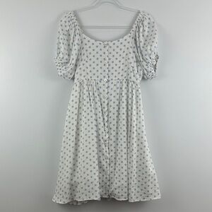 In Loom Floral Puff Sleeve Cottagecore Babydoll Mini Dress S